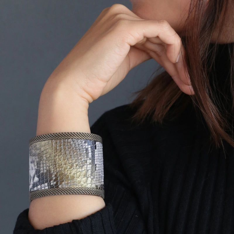 Golden Ombre Natural Snakeskin Effect Cuff