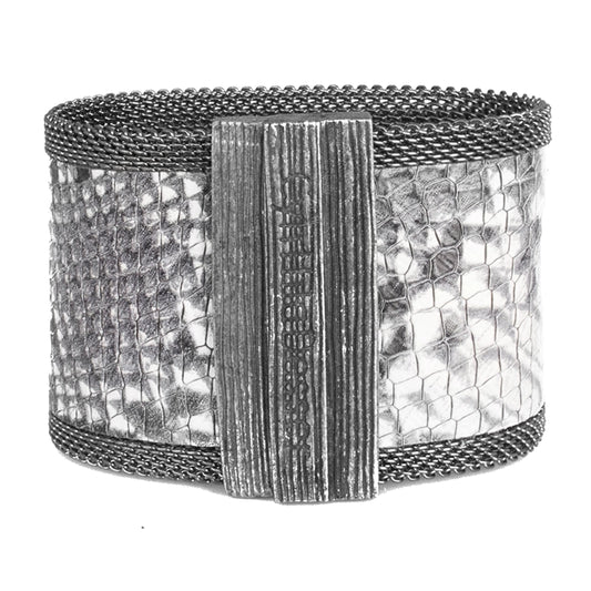 Silver to Gunmetal Ombre Natural Reptile Effect Cuff