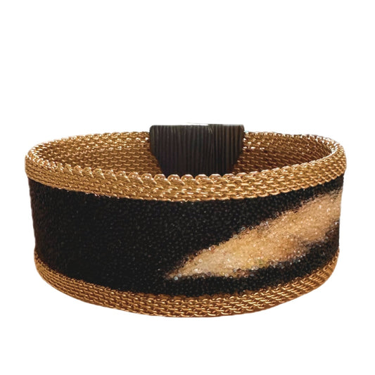 Taking Flight, Narrow Gold on Black Cuff