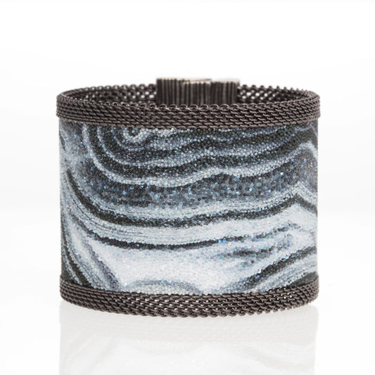 Swarovski Crystal Black Veined White Agate Cuff