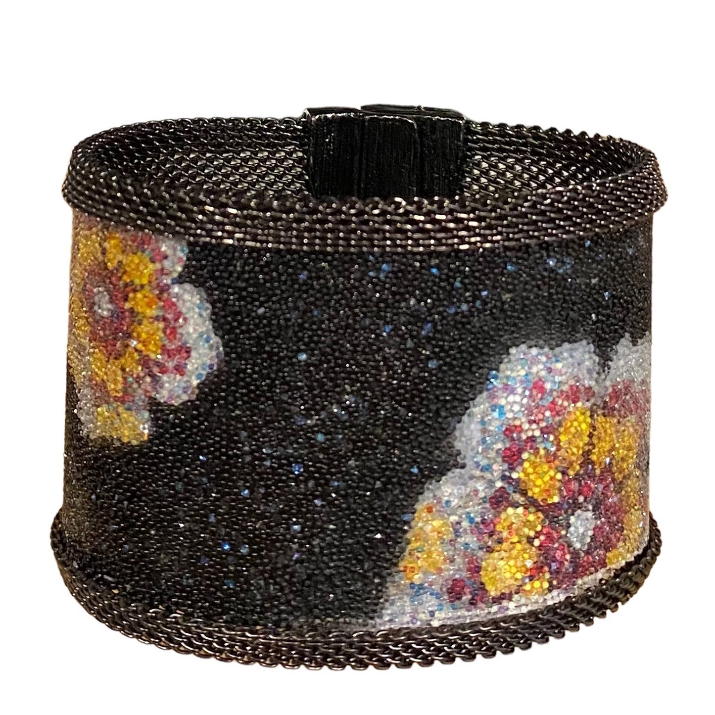Floral Pattern Shimmery Cuff, Black