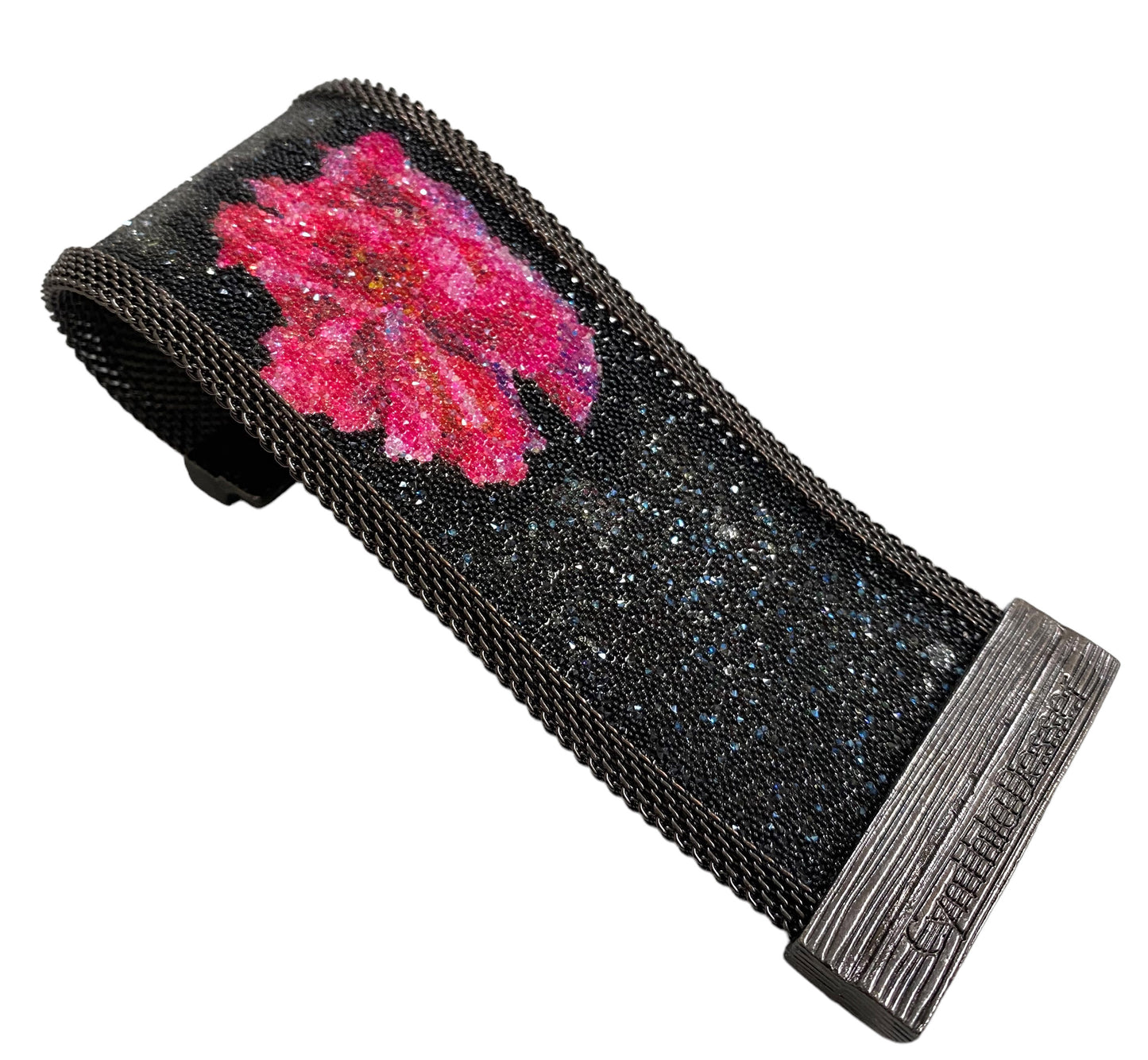 Fuchsia Flower Shimmery Cuff