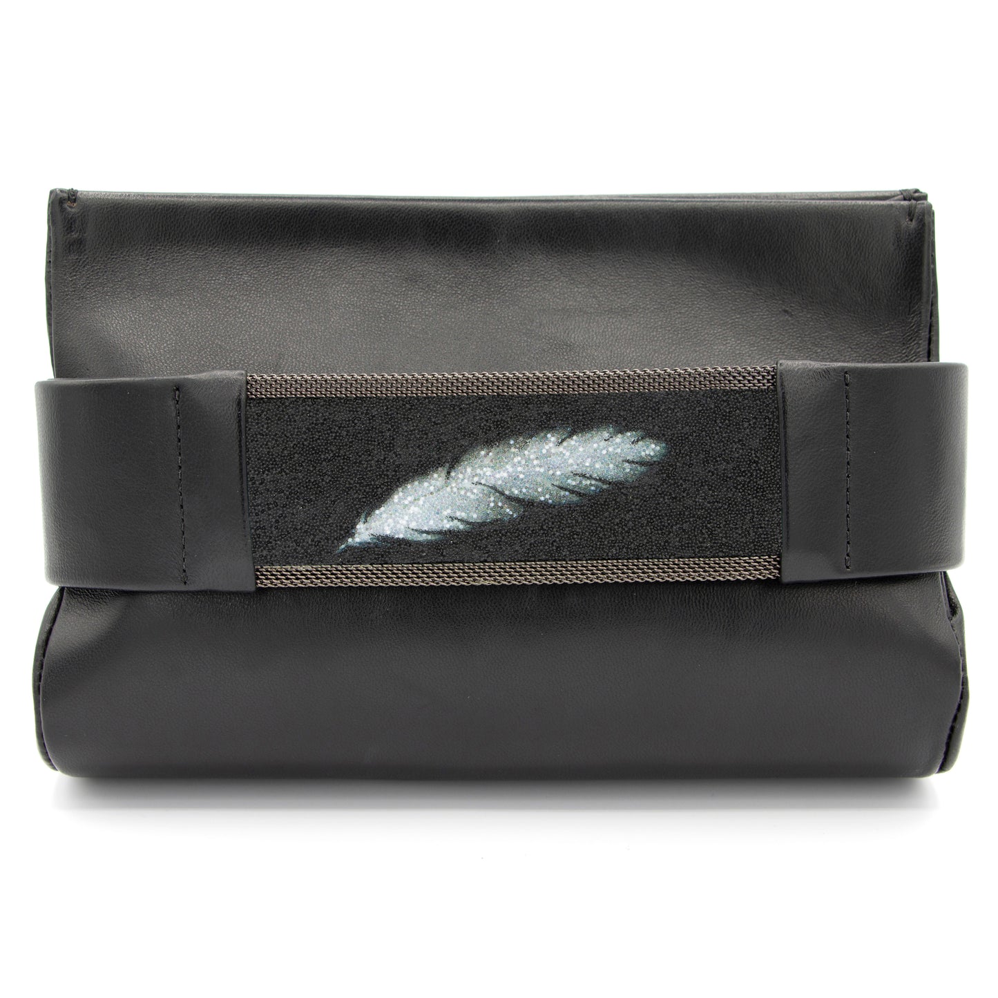 Cynthia Desser Black Feather Clutch Bag