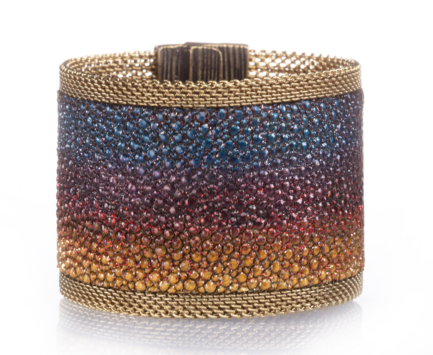 Stingray Cuff, Limited Edition of 3; Hand Painted Shimmery Deep Rainbow Tones