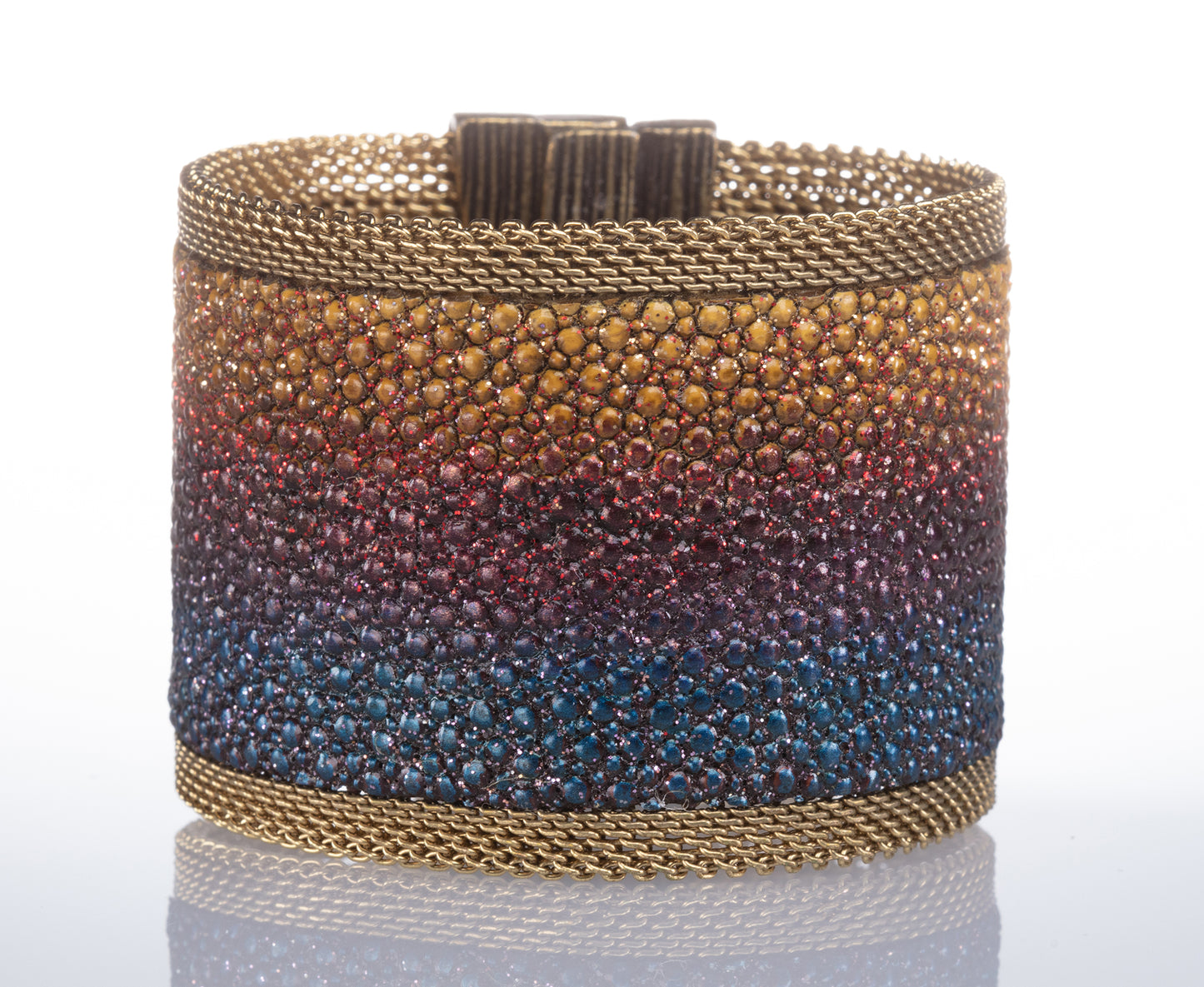 Stingray Cuff, Limited Edition of 3; Hand Painted Shimmery Deep Rainbow Tones