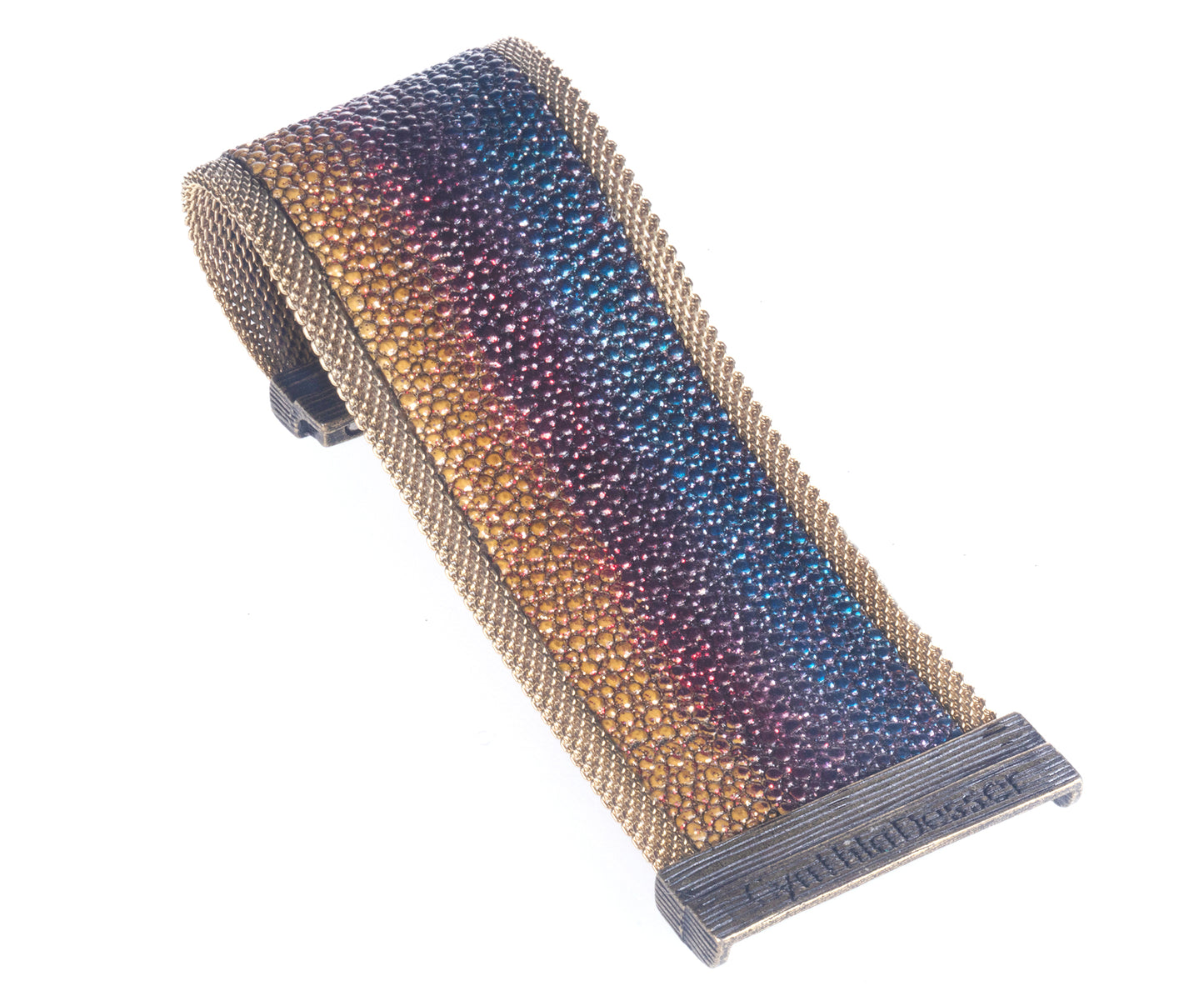 Stingray Cuff, Limited Edition of 3; Hand Painted Shimmery Deep Rainbow Tones