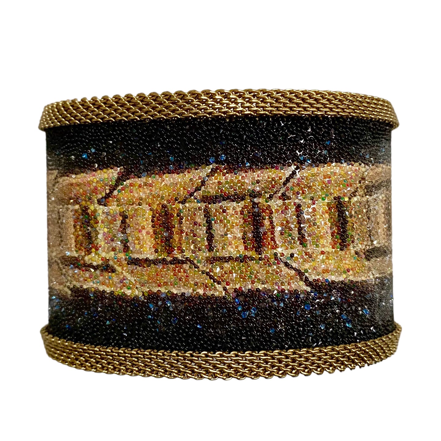 Shimmery Gold Links Wide Cuff