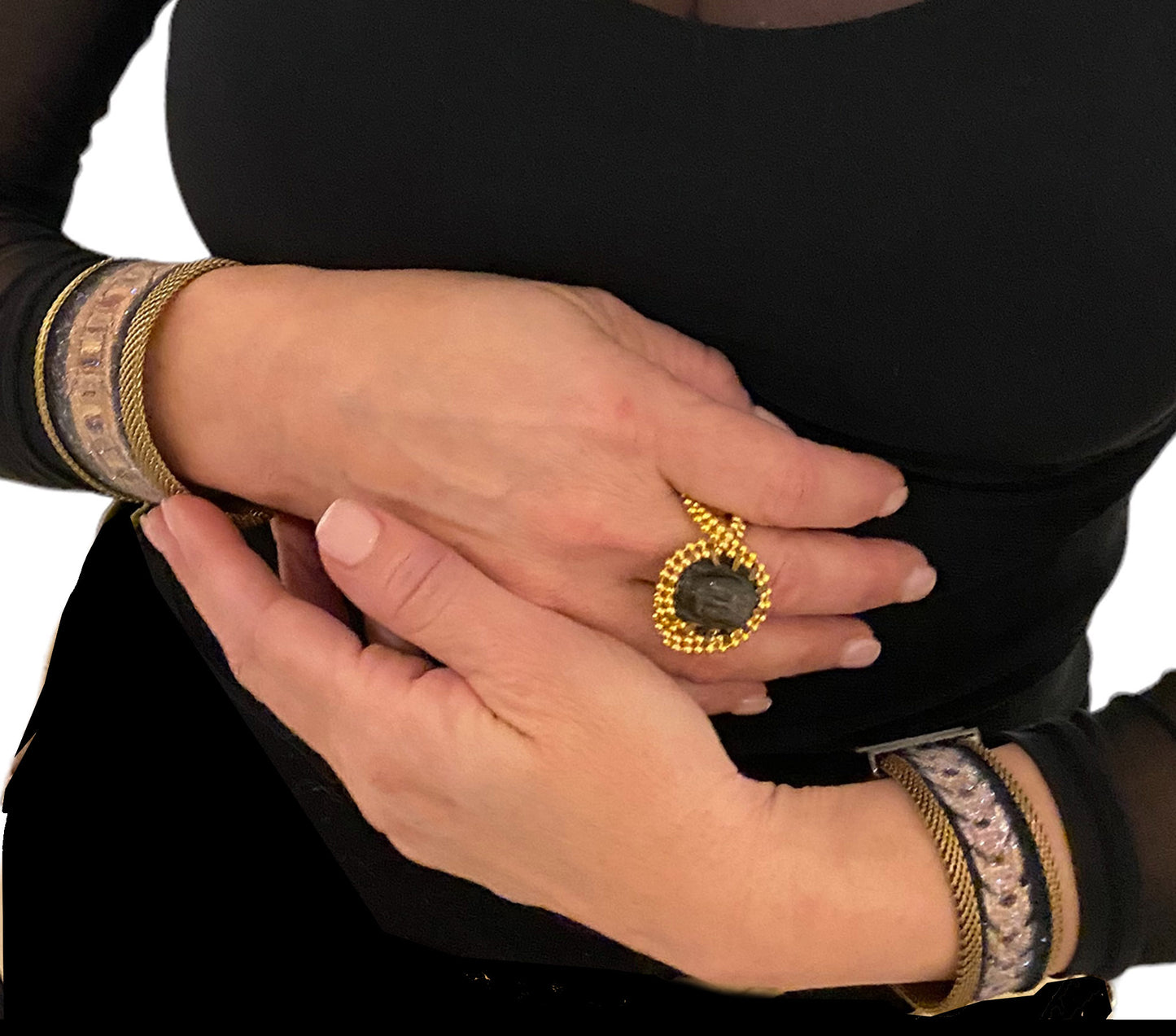 Shimmery Gold Chain Narrow Cuff