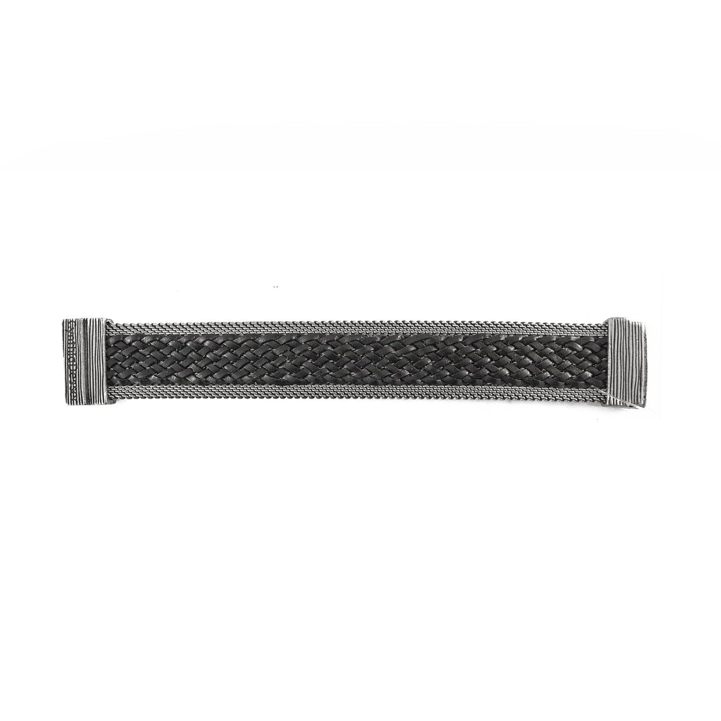 black leather braid bracelet
