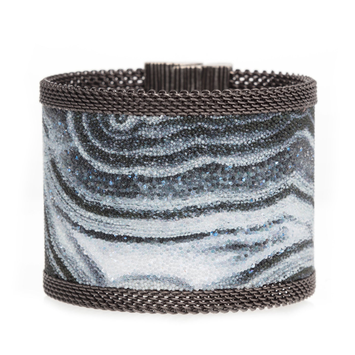 Swarovski Crystal Black Veined White Agate Cuff