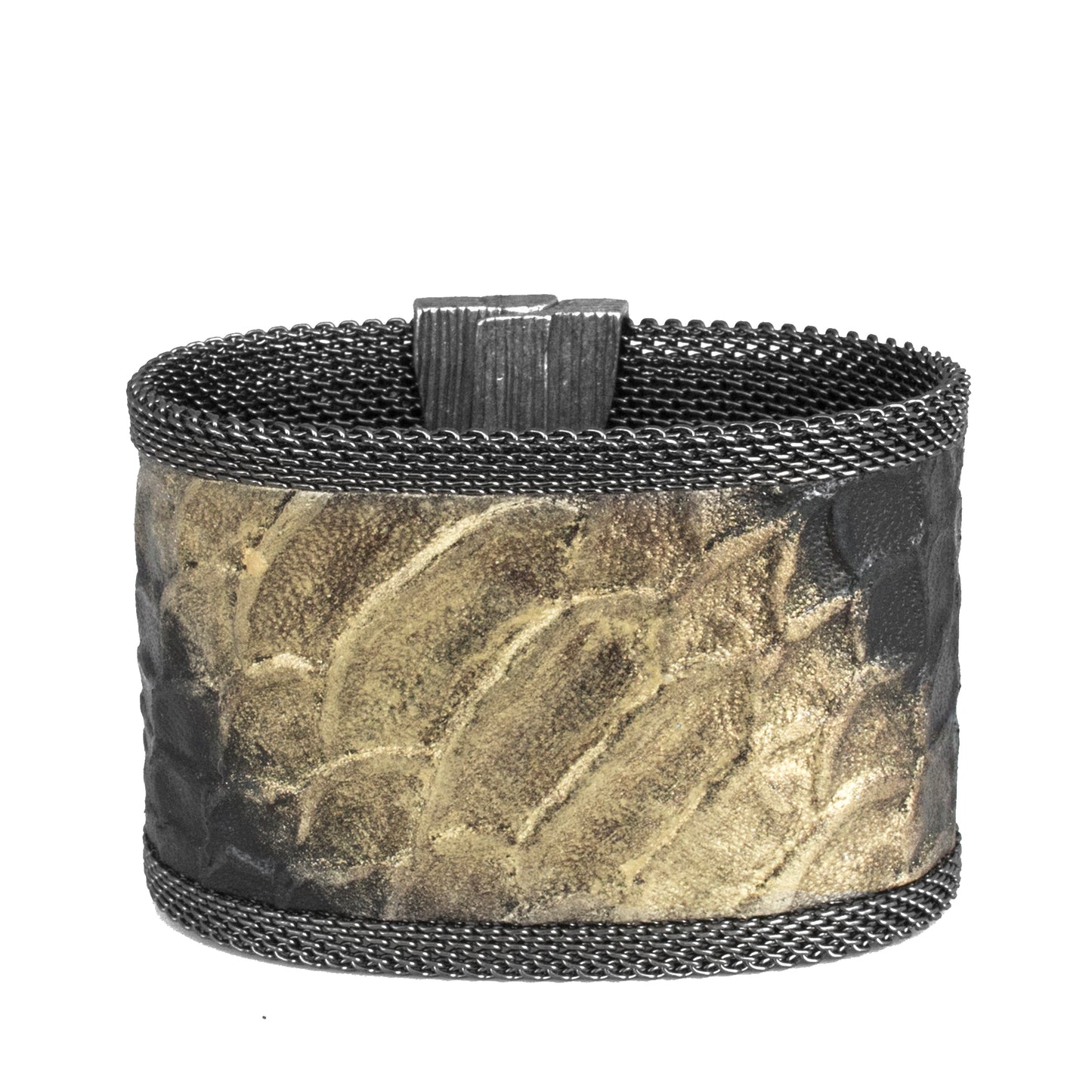 Black/Golden Ombre Snakeskin Effect Wide Cuff