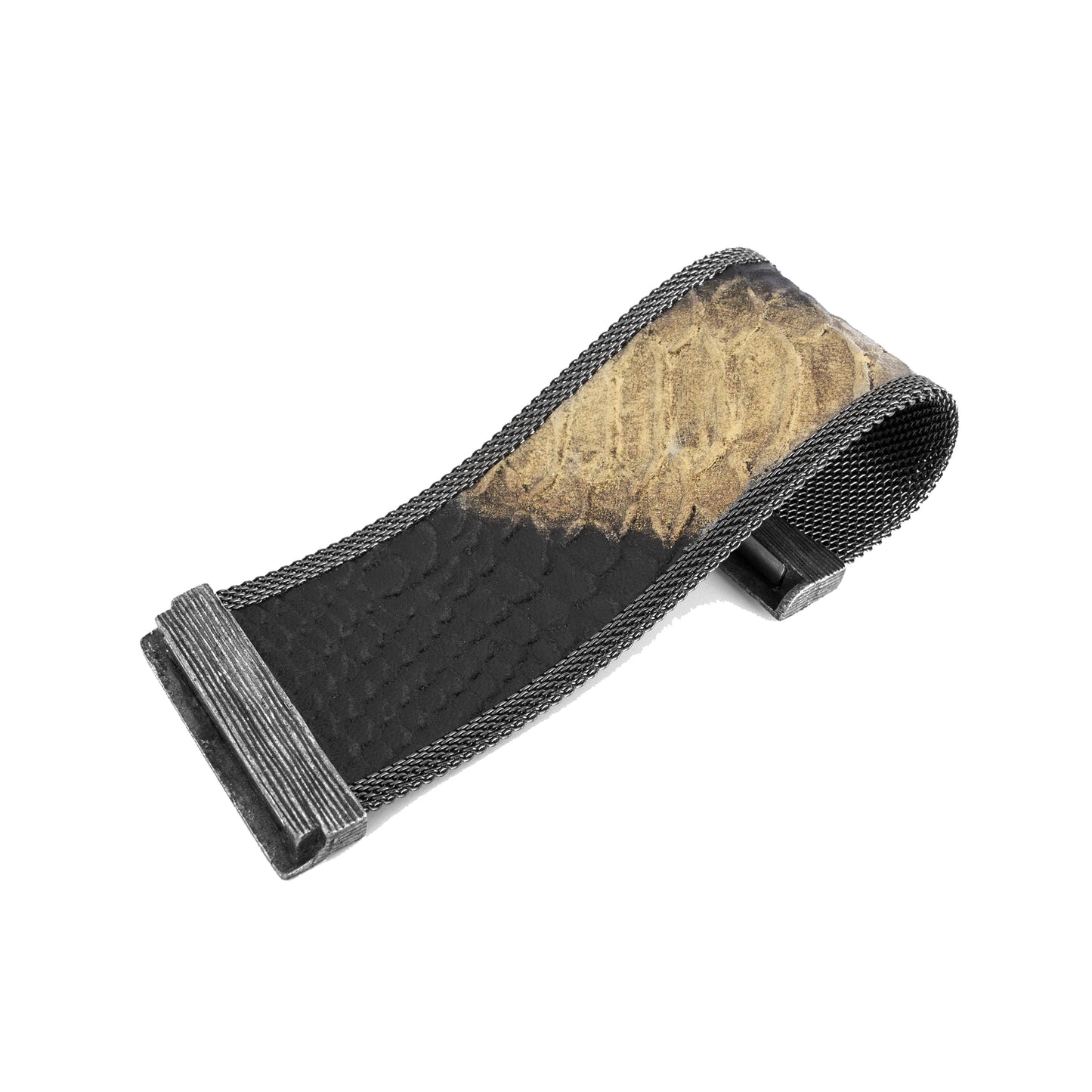 Black/Golden Ombre Snakeskin Effect Wide Cuff