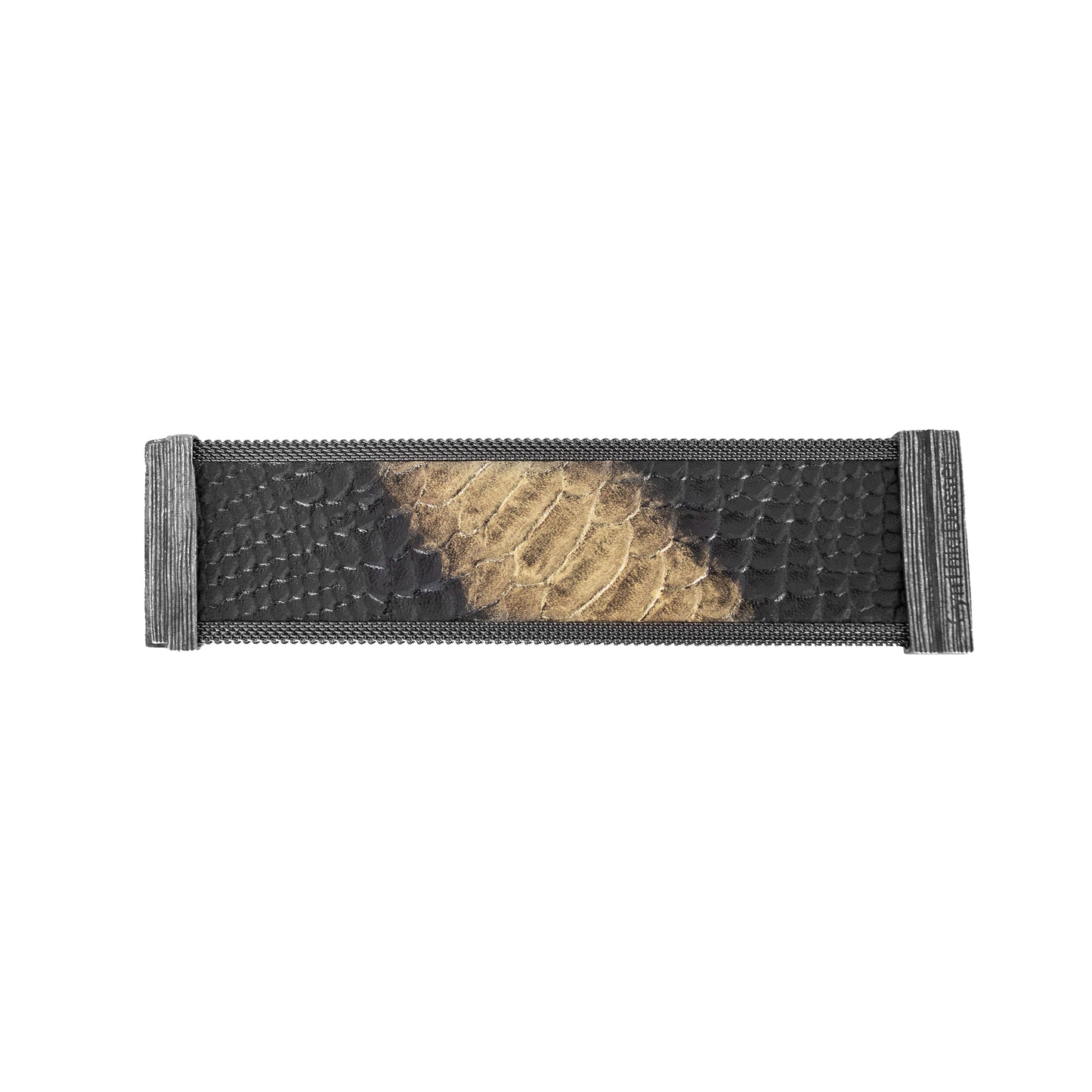 Black/Golden Ombre Snakeskin Effect Wide Cuff
