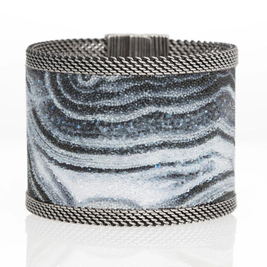 Swarovski Crystal Black Veined White Agate Cuff