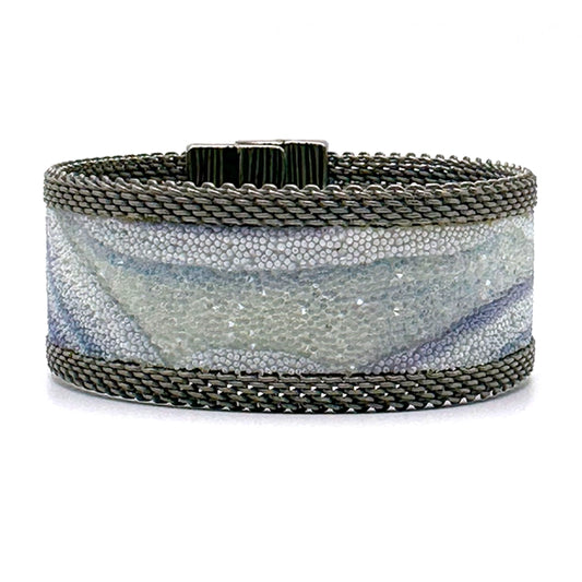 Swarovski Crystal Blue Lace Agate Cuff - Narrow