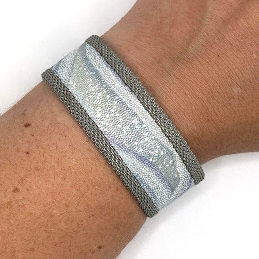 Swarovski Crystal Blue Lace Agate Cuff - Narrow