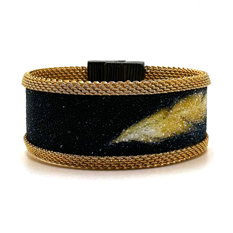 Taking Flight - Narrow Feather Cuff - Gold on Black