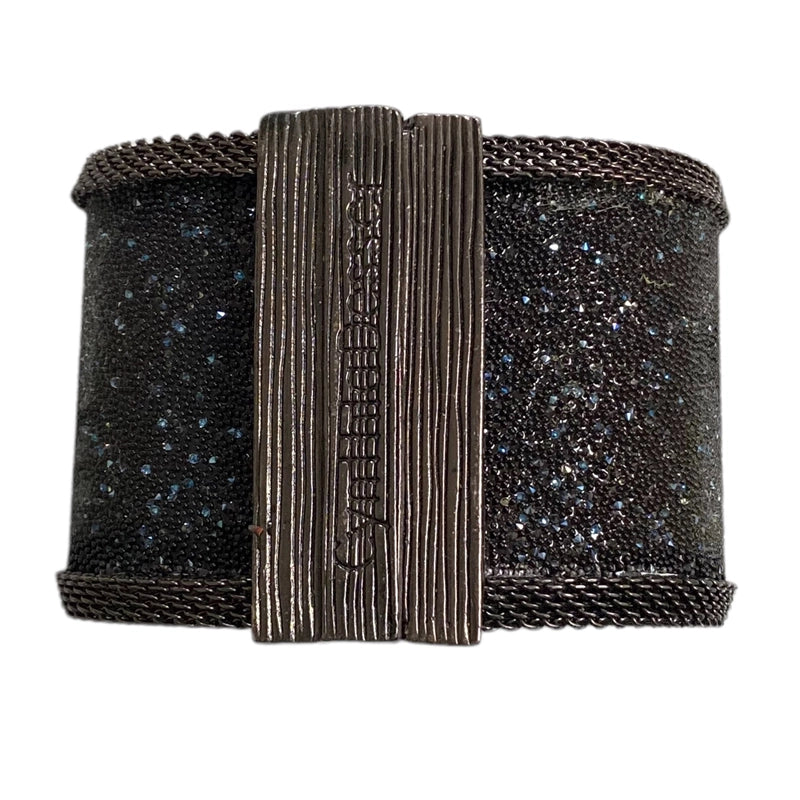 Floral Pattern Shimmery Cuff - Black