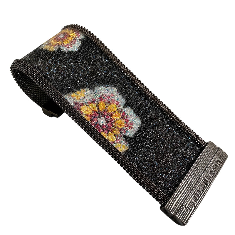 Floral Pattern Shimmery Cuff - Black