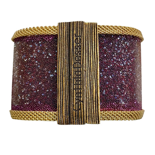 Floral Pattern Shimmery Cuff - Plum