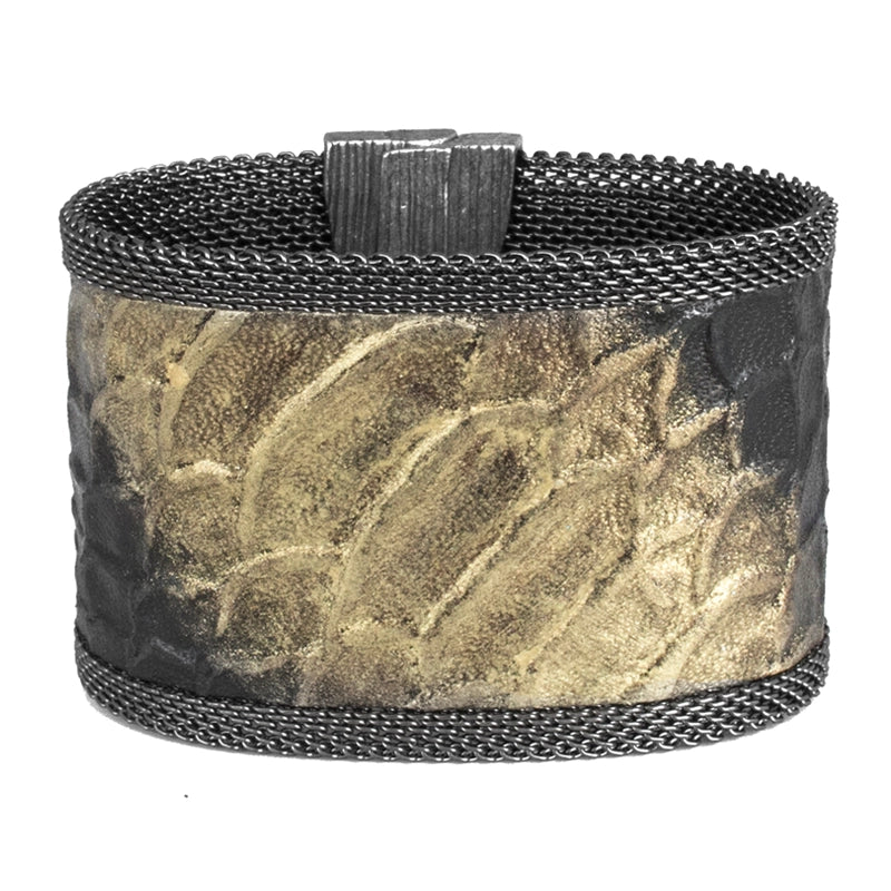 Black/Golden Ombre Snakeskin Effect Wide Cuff