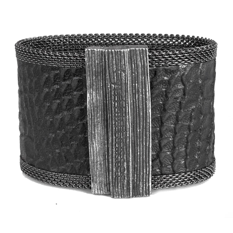 Black/Golden Ombre Snakeskin Effect Wide Cuff