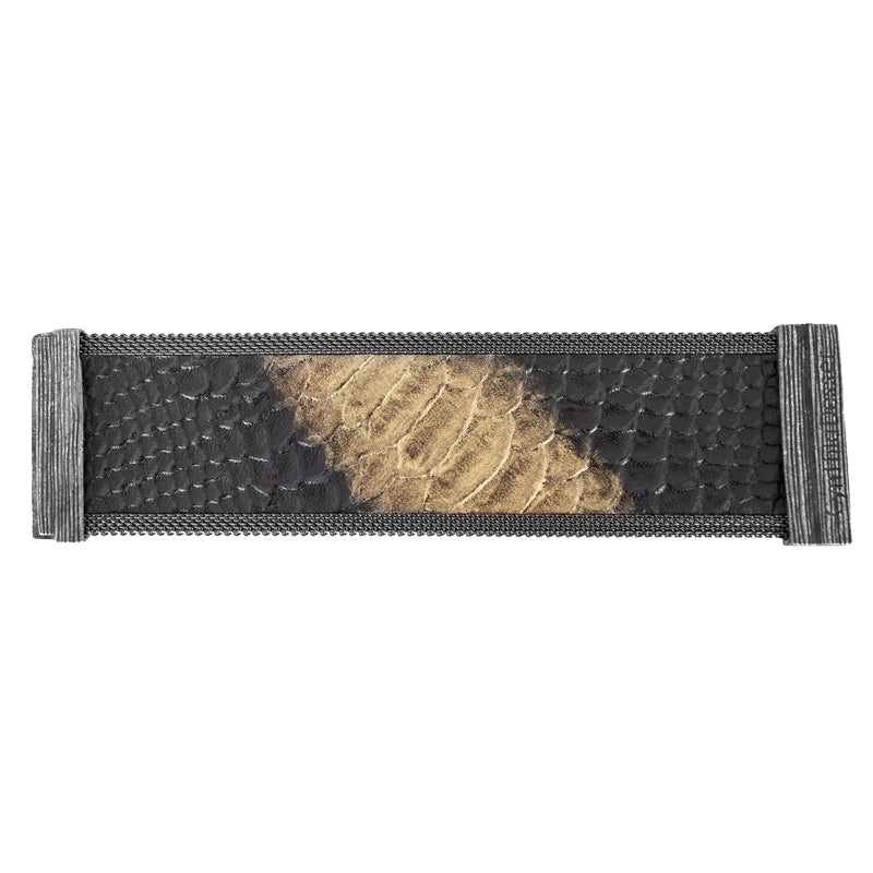 Black/Golden Ombre Snakeskin Effect Wide Cuff