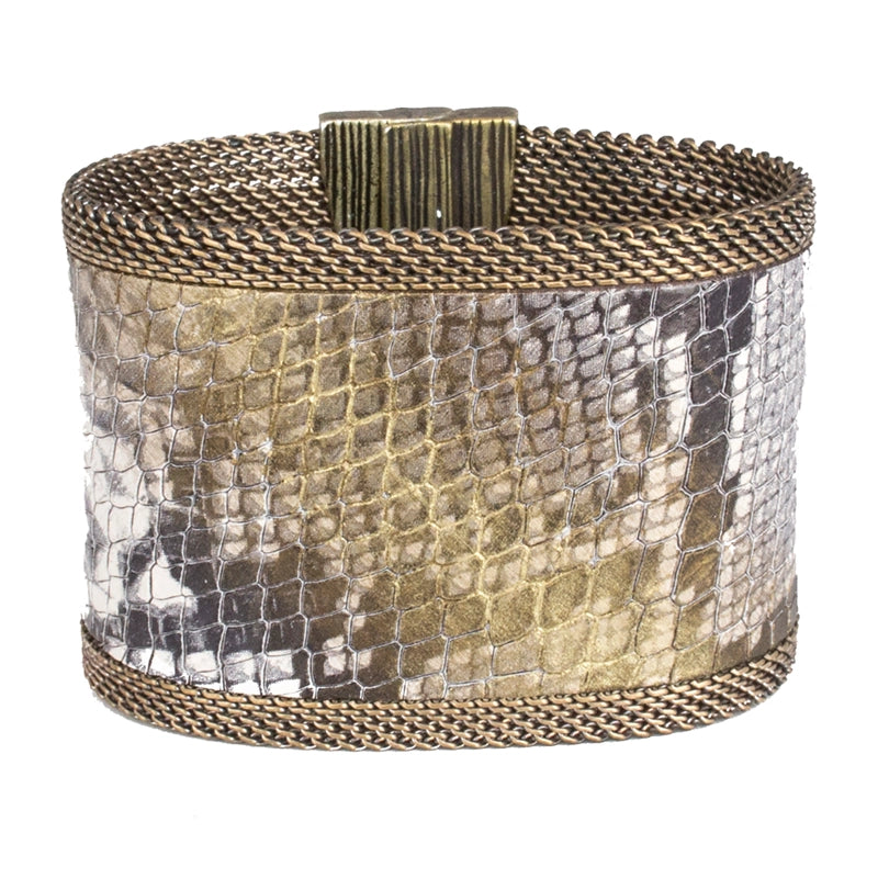 Golden Ombre Natural Snakeskin Effect Cuff