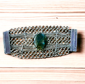 Extra Wide Woven Cuff with Labradorite Center Stone