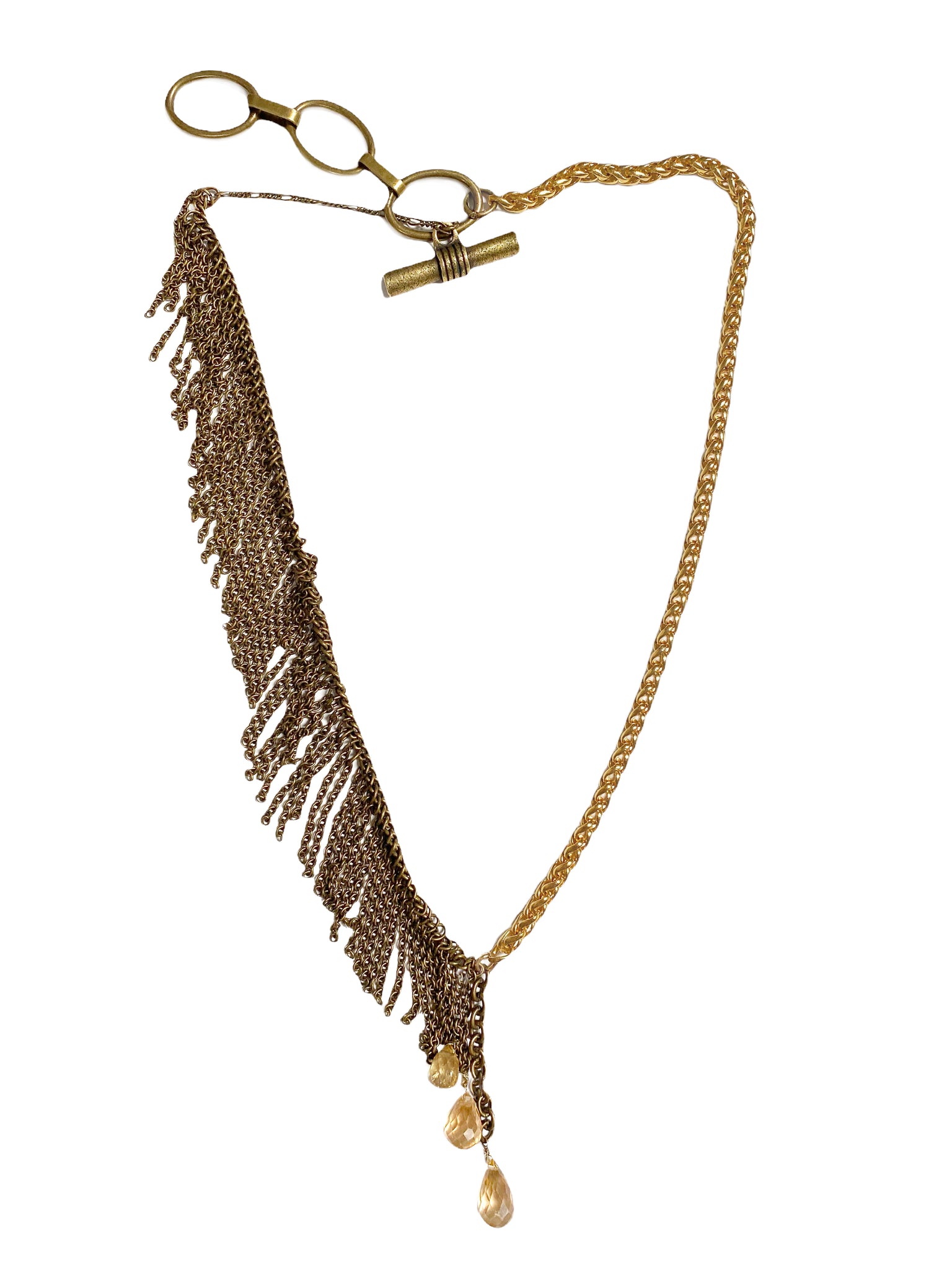 Swingy Assymentrical Fringe Necklace with Citrine