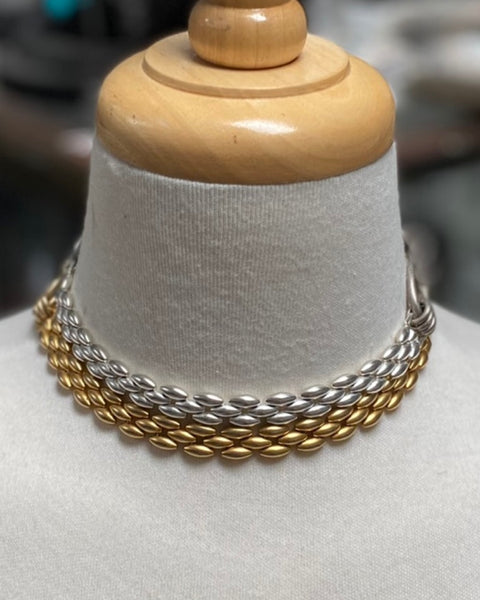 Versatile Chain Link Choker & Wrap Bracelet in Gold Tones