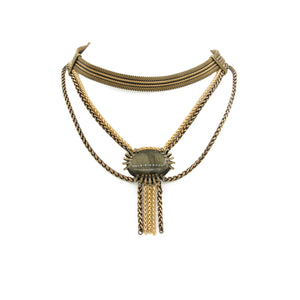 Multi Strand Bib Necklace & Claw Set Sunsheen Obsidian
