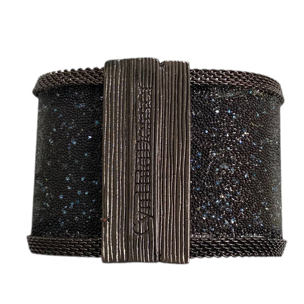 Floral Pattern Shimmery Cuff, Black
