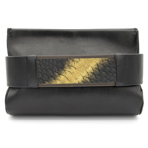 Cynthia Desser Bronze to Gold Black Snakeskin Clutch Bag