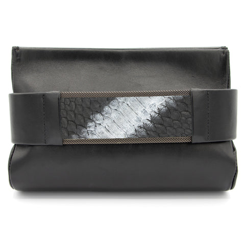 Cynthia Desser Pewter to Silver Black Snakeskin Clutch Bag