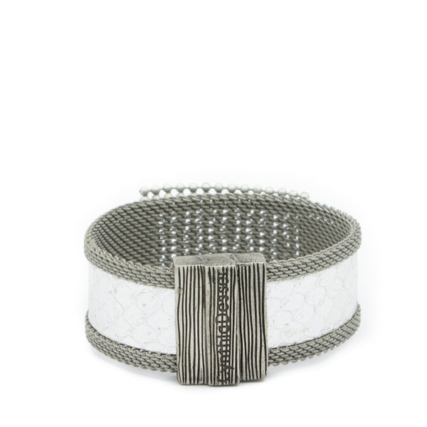 silver snakeskin beaded cuff
