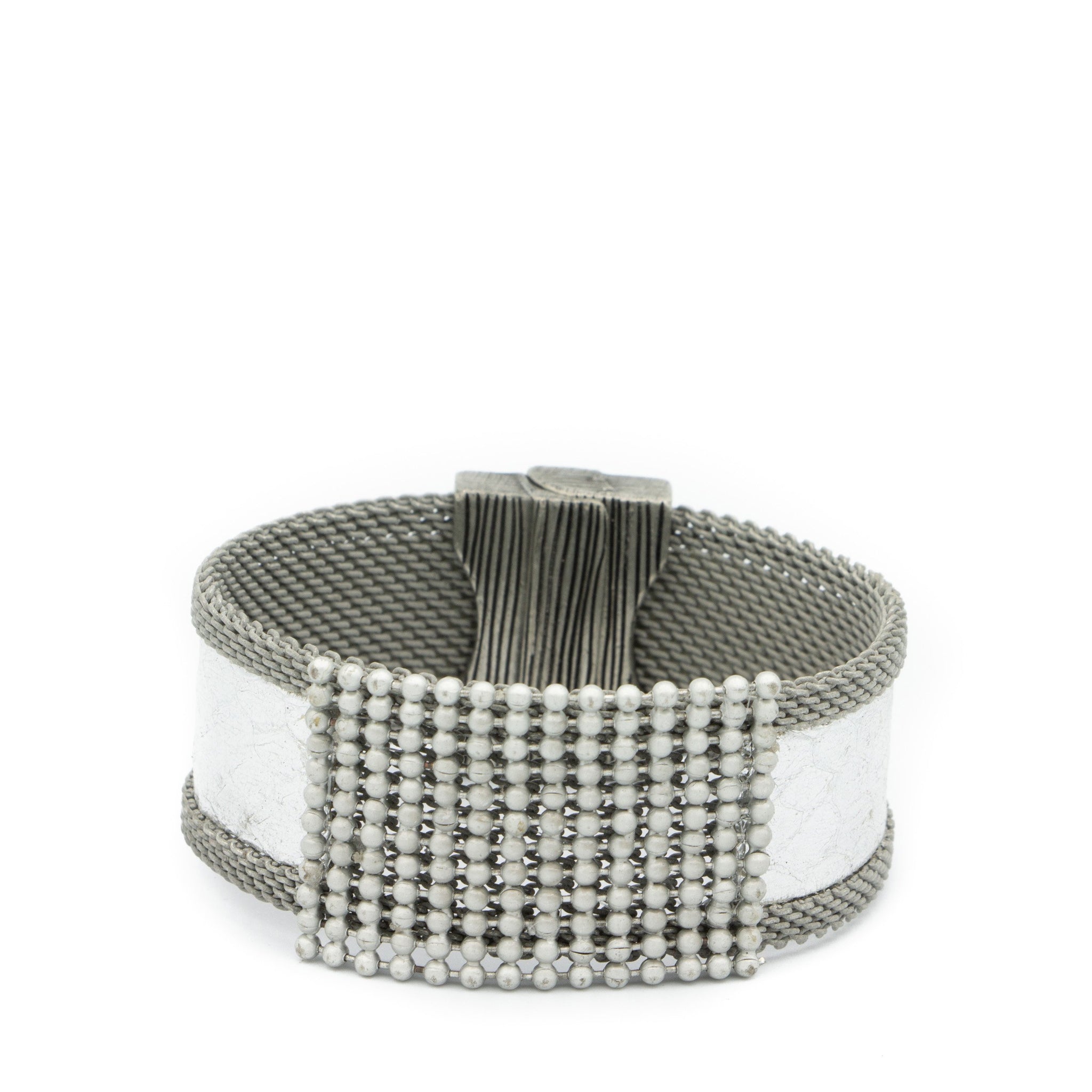 silver snakeskin beaded cuff
