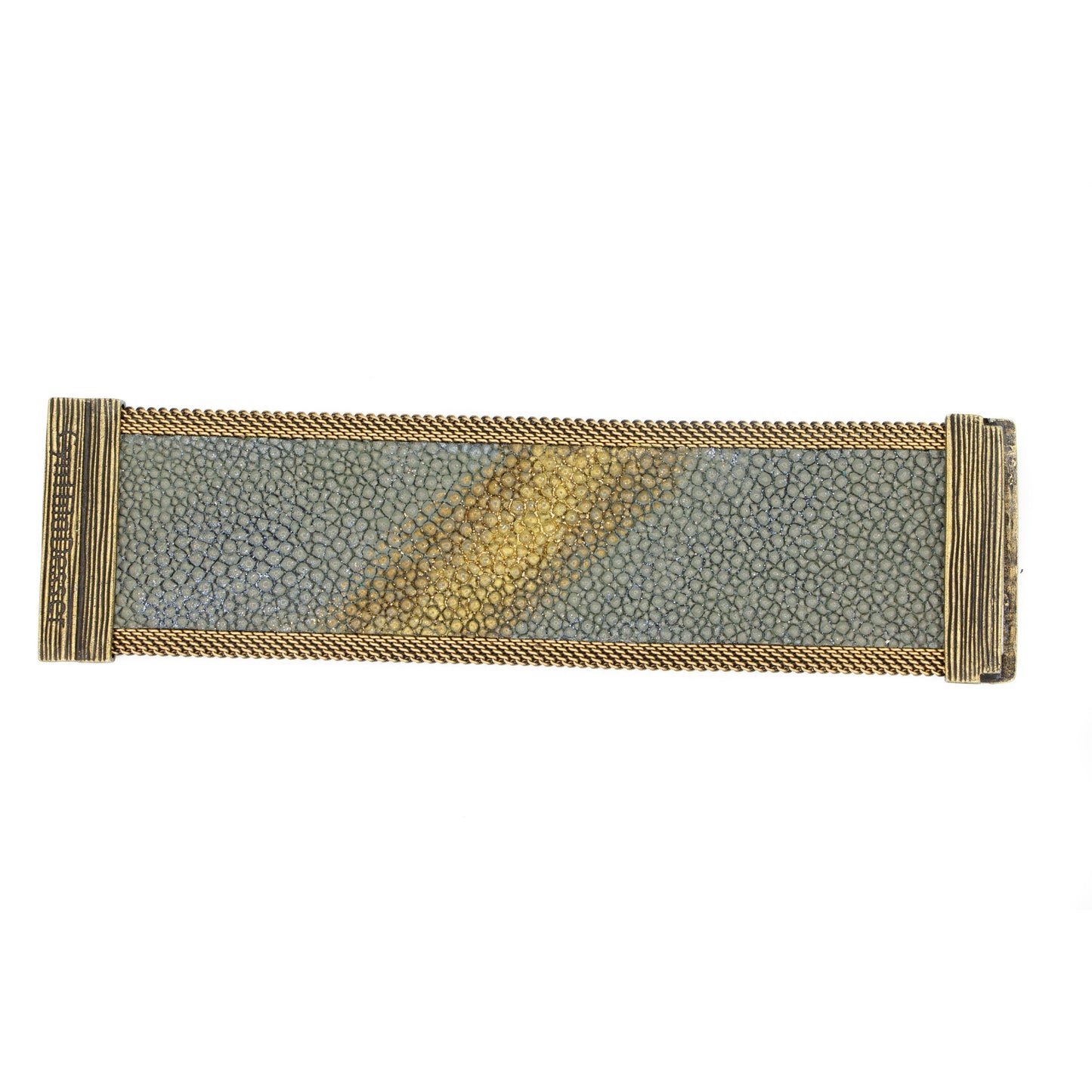 Grey Shimmer Stingray Cuff Gold Ombre Center