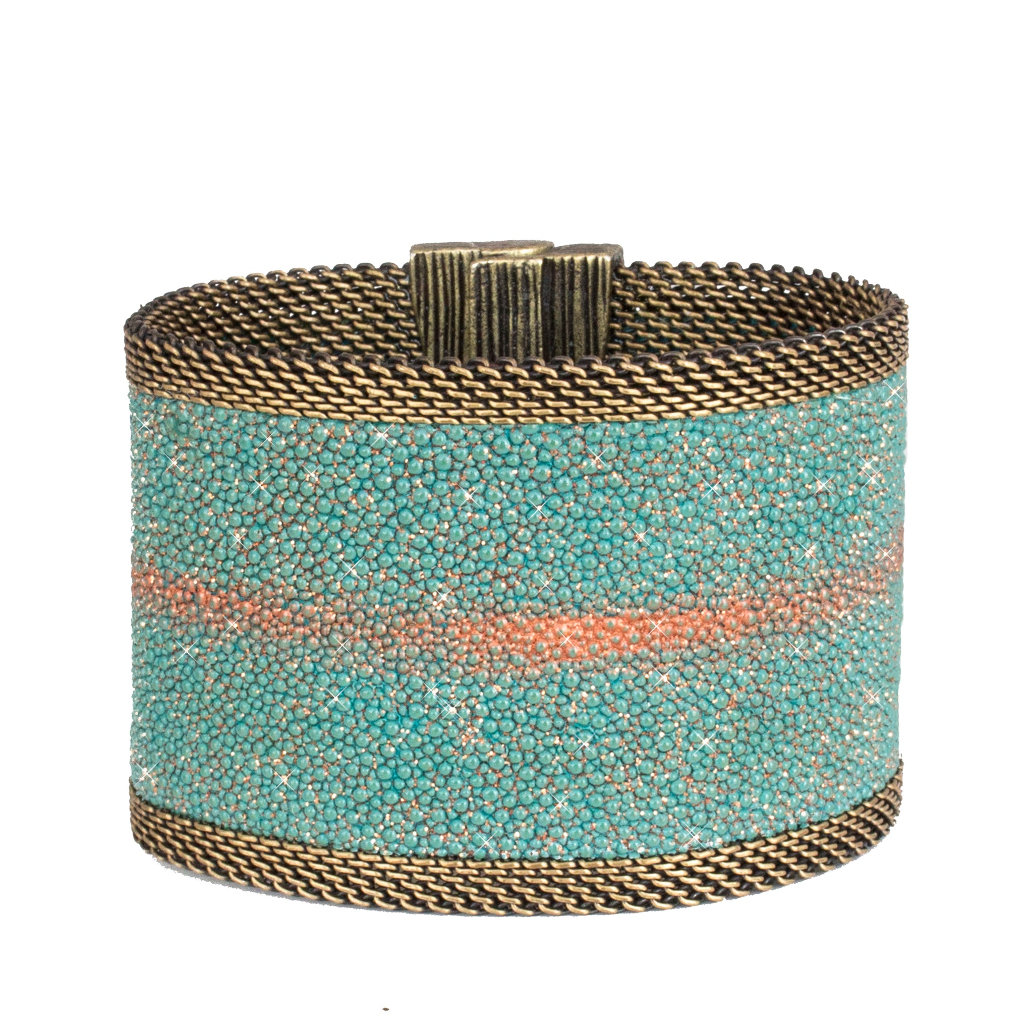 Wide Stingray Cuff in Shimmery Turquoise
