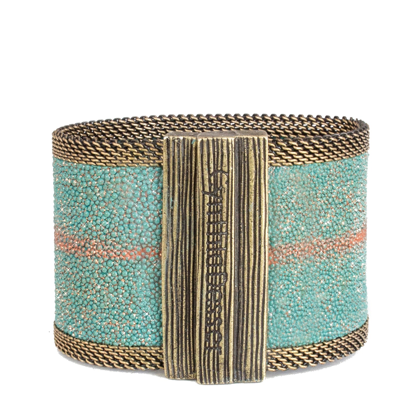 Wide Stingray Cuff in Shimmery Turquoise