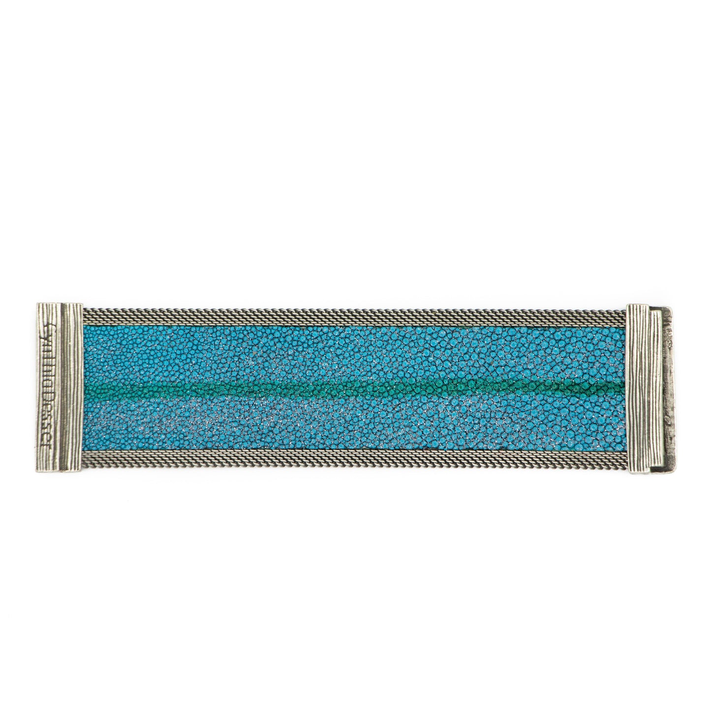 Teal Shimmer Stingray Cuff Jade Stripe