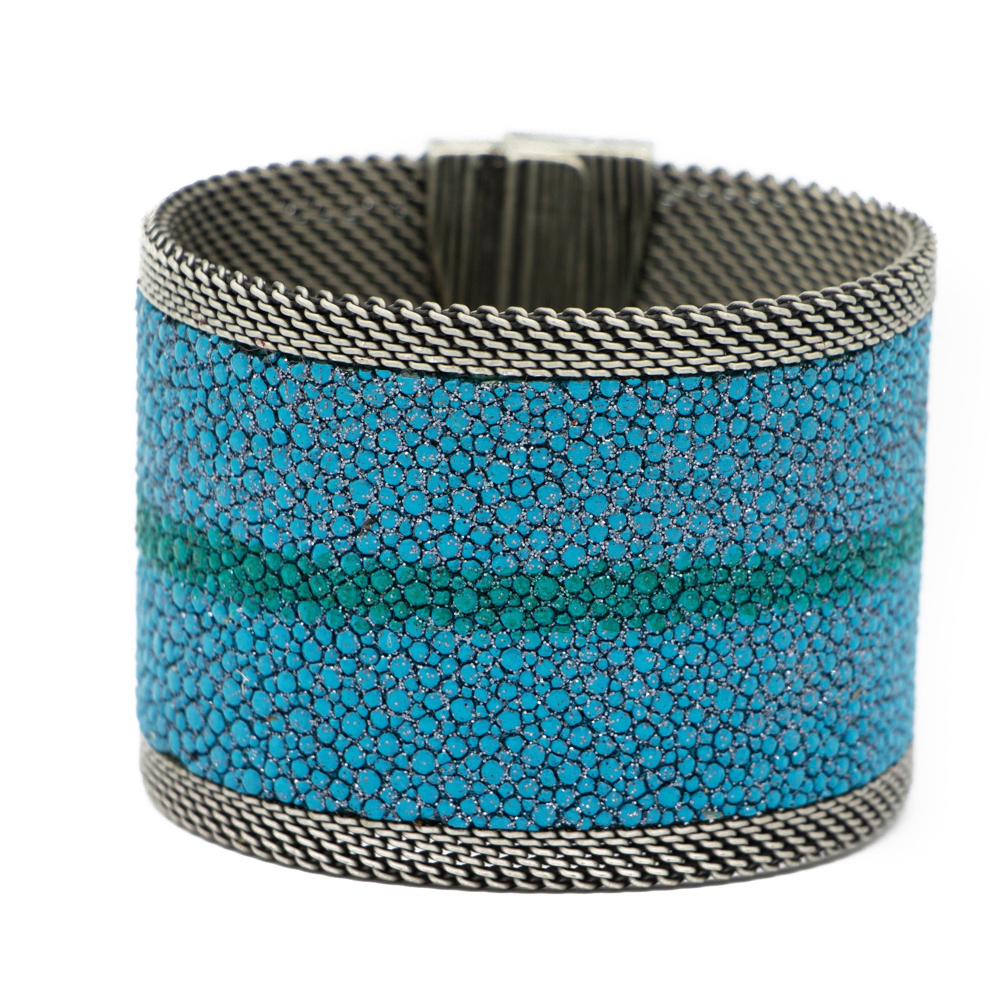 Teal Shimmer Stingray Cuff Jade Stripe