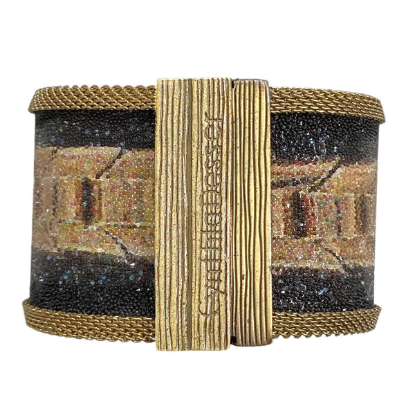 Shimmery Gold Links Wide Cuff