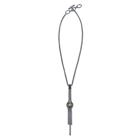 Labradorite necklace gunmetal chain
