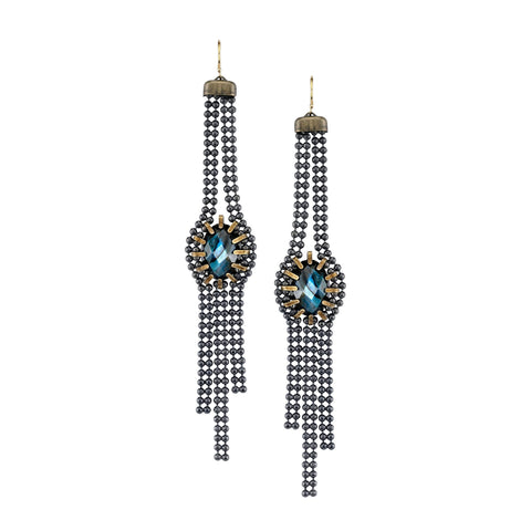 labradorite earrings gunmetal chain