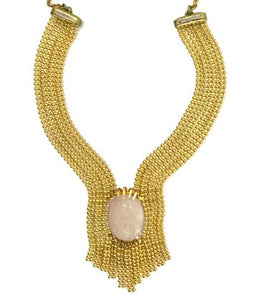 gold necklace peach moonstone