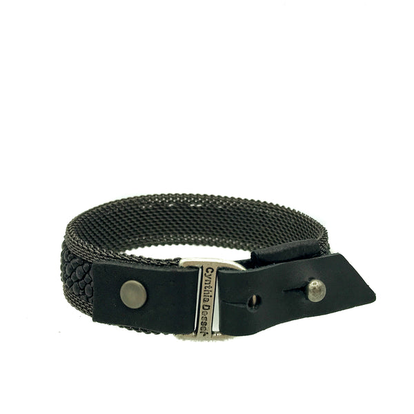 Men's Thin Black Stingray Bracelet