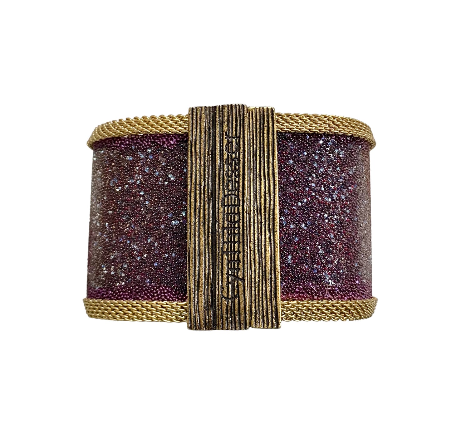 Floral Pattern Shimmery Cuff, Plum or Black