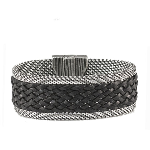 black leather braid bracelet