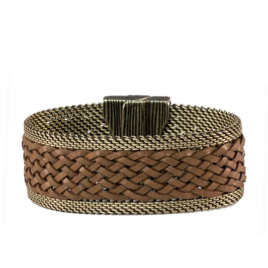 brown leather braid bracelet